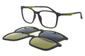Gafas graduadas RH+ Clip-on gris y verde lima con suplemento solar magnético
