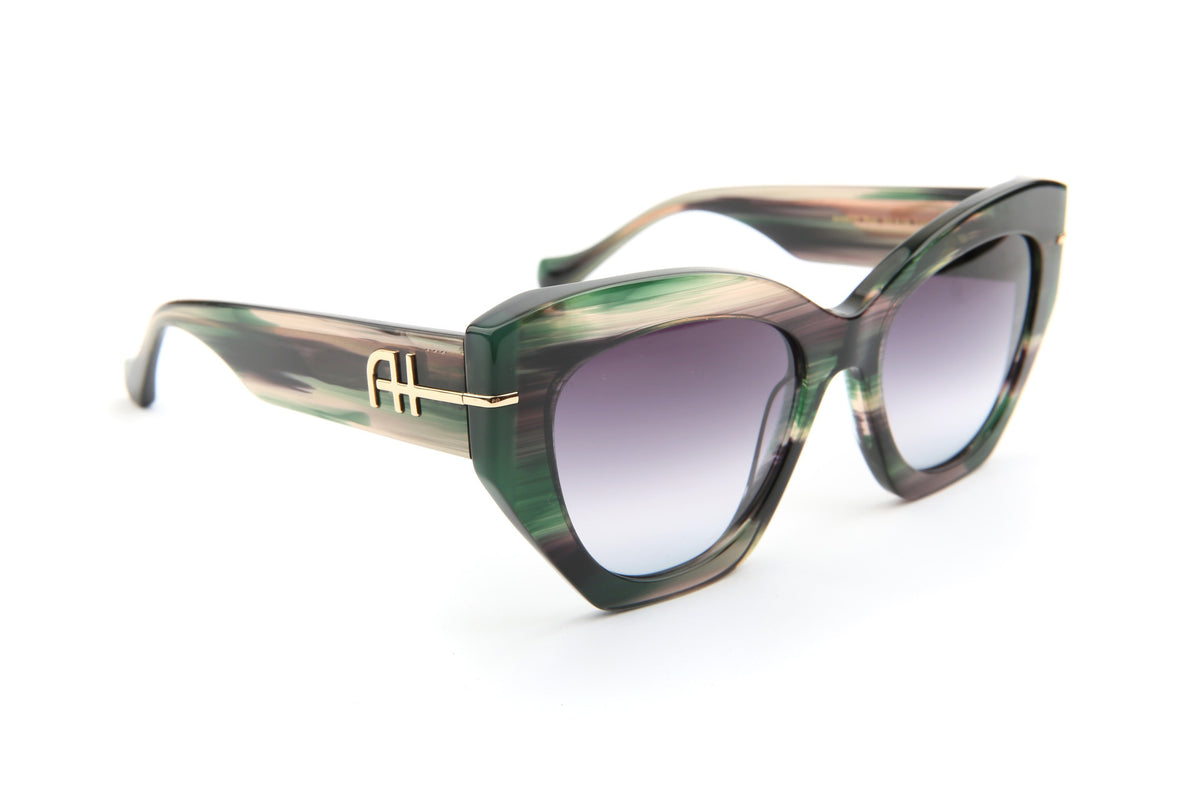 Gafas de sol Ana Hickmann AH9522 cat-eye verde jaspeado