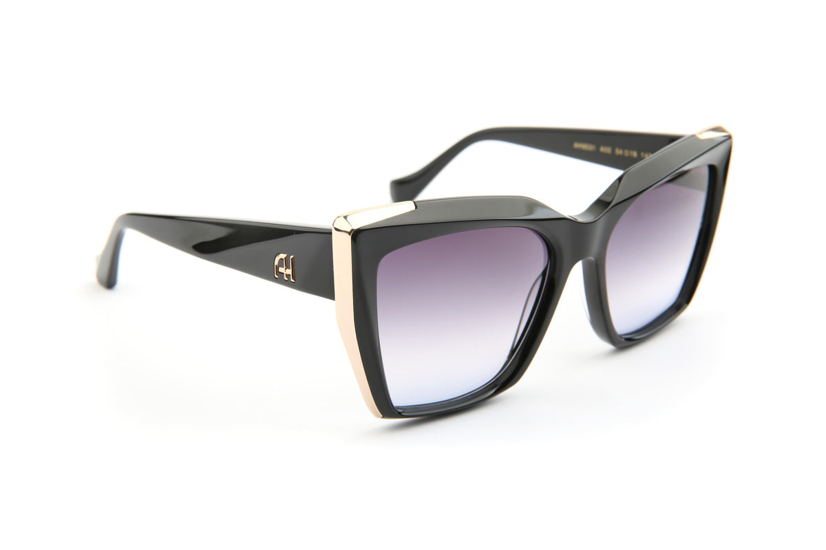 Gafas de sol Ana Hickmann AH9531 A02 negro, lentes gris-azuladas