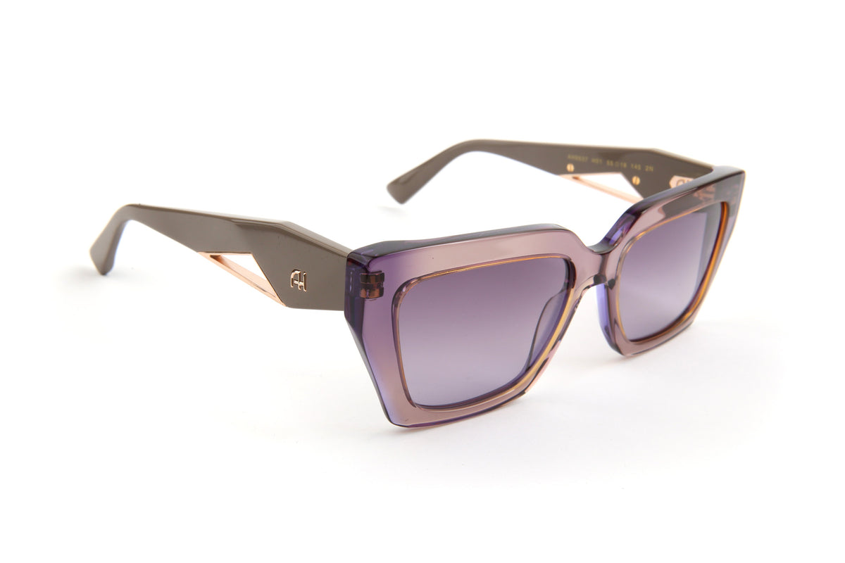 Gafas de sol Ana Hickmann AH9537 H01 lila transparente con varillas taupe