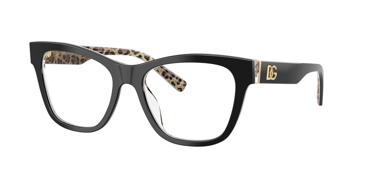 Montura de vista Dolce & Gabbana DG3430 3299 cat-eye negra y leopardo, foto 2