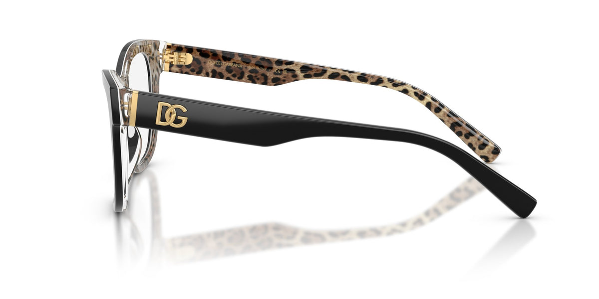 Montura de vista Dolce & Gabbana DG3430 3299 cat-eye negra y leopardo, foto 3
