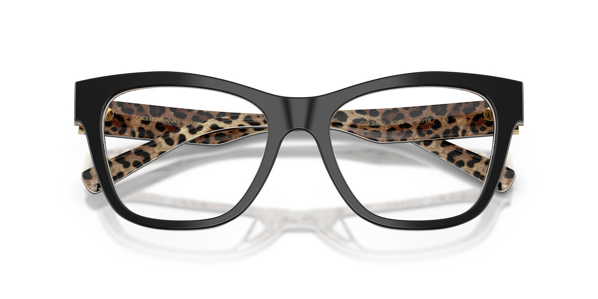 Montura de vista Dolce & Gabbana DG3430 3299 cat-eye negra y leopardo, foto 5