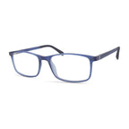 Montura ECO Finlay BLU rectangular azul mate, vista de tres cuartos