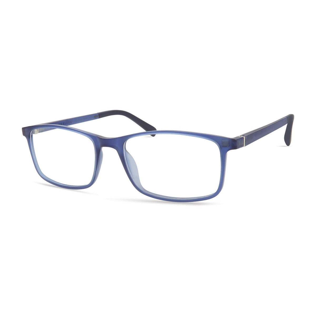 Montura ECO Finlay BLU rectangular azul mate, vista de tres cuartos